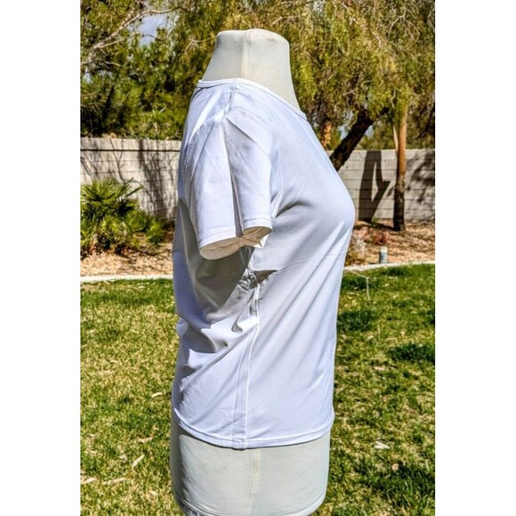 Speedo Women's Stretch Med Sport Short Sleeve Rashguard Swim Tee Shirt White EUC - Picture 6 of 7